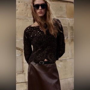 ZARA Crochet Long Sleeve Sweater
